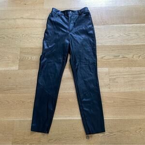 XLE The Label - Faux Leather Zip Ankle Straight Leg Pants in Black